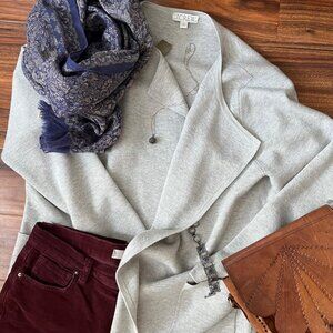 J.Crew Merino Wool Blend Longline Cardigan Light Gray Size L NWT